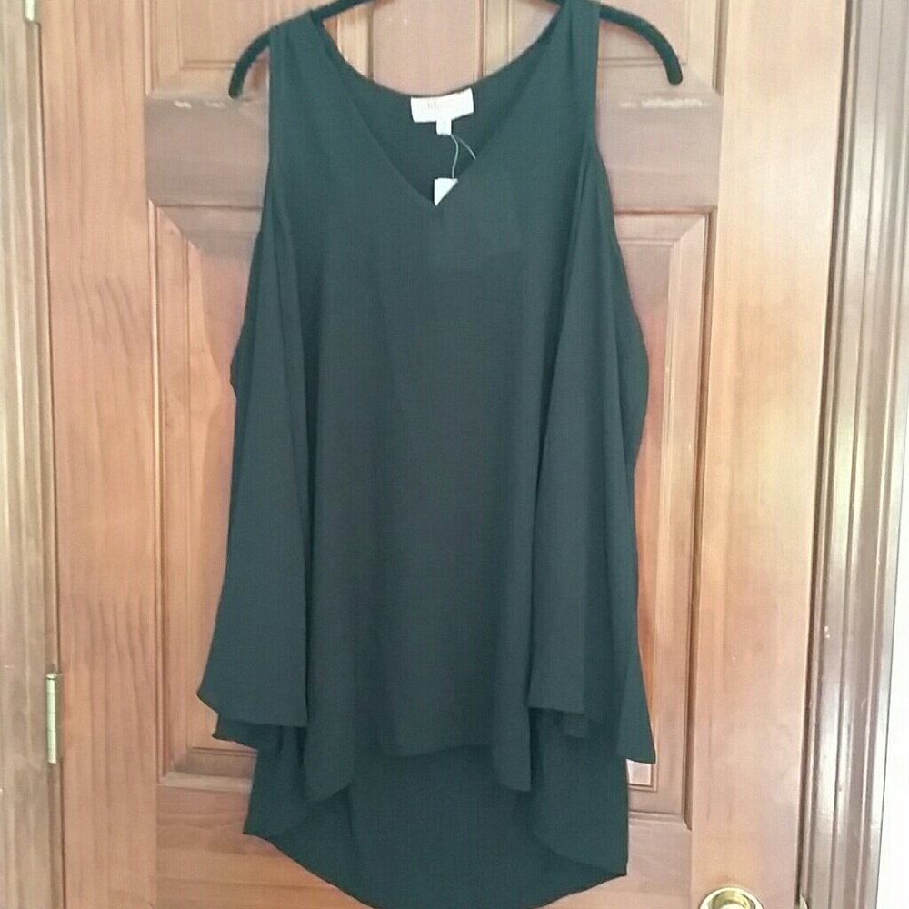 Sheer black cold shoulder top